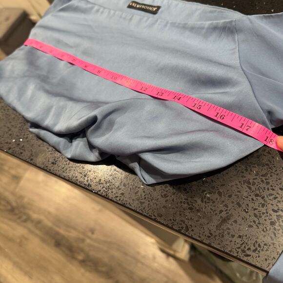 Kalmanovich Off The Shoulder Bubble Hem Crop Top Size 6 Blue - Picture 6 of 7